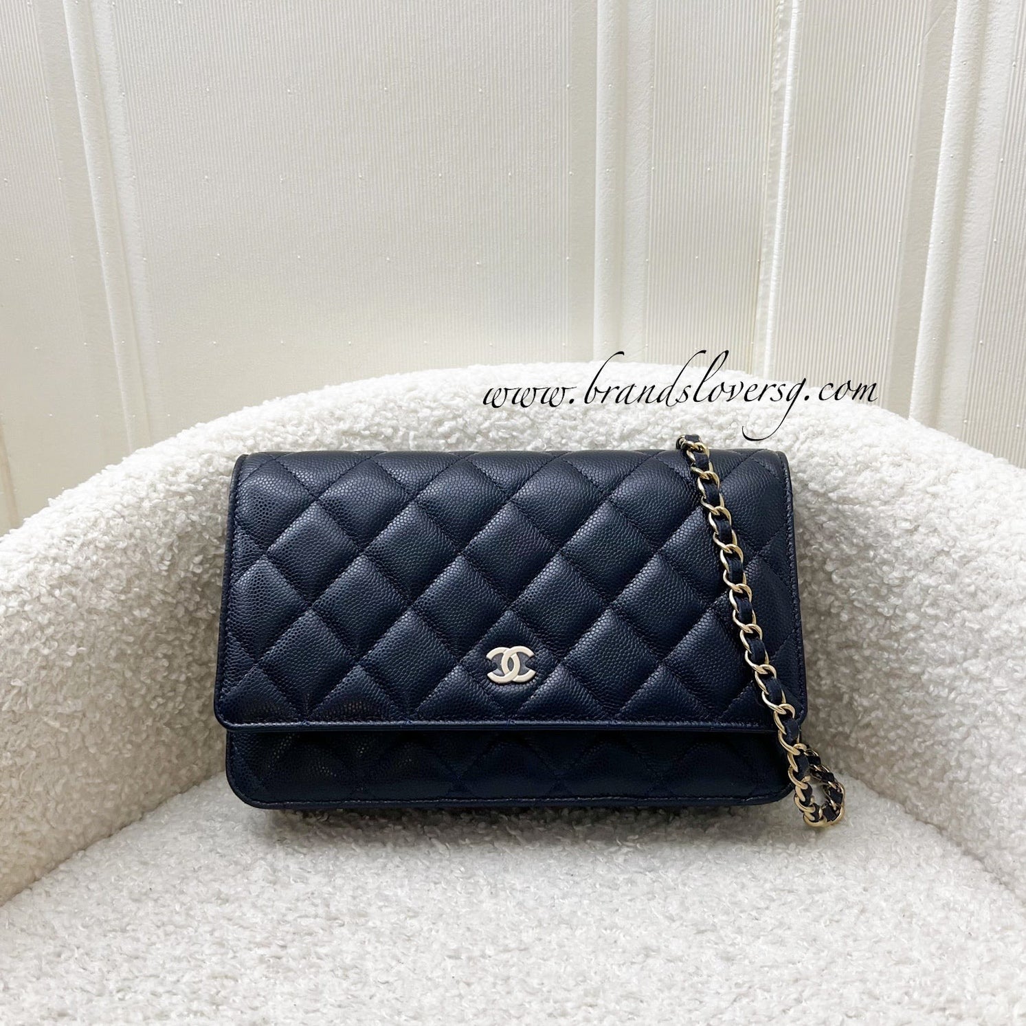 Chanel Classic Wallet on Chain WOC in Navy Blue Caviar and LGHW Brands Lover