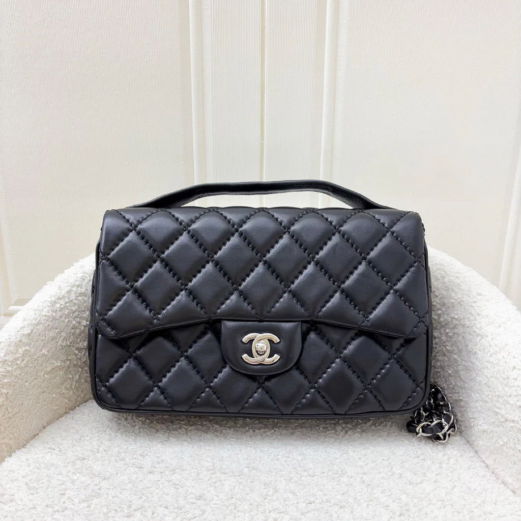 Chanel 15P Top Handle Flap Bag in Black Lambskin and SHW (Model