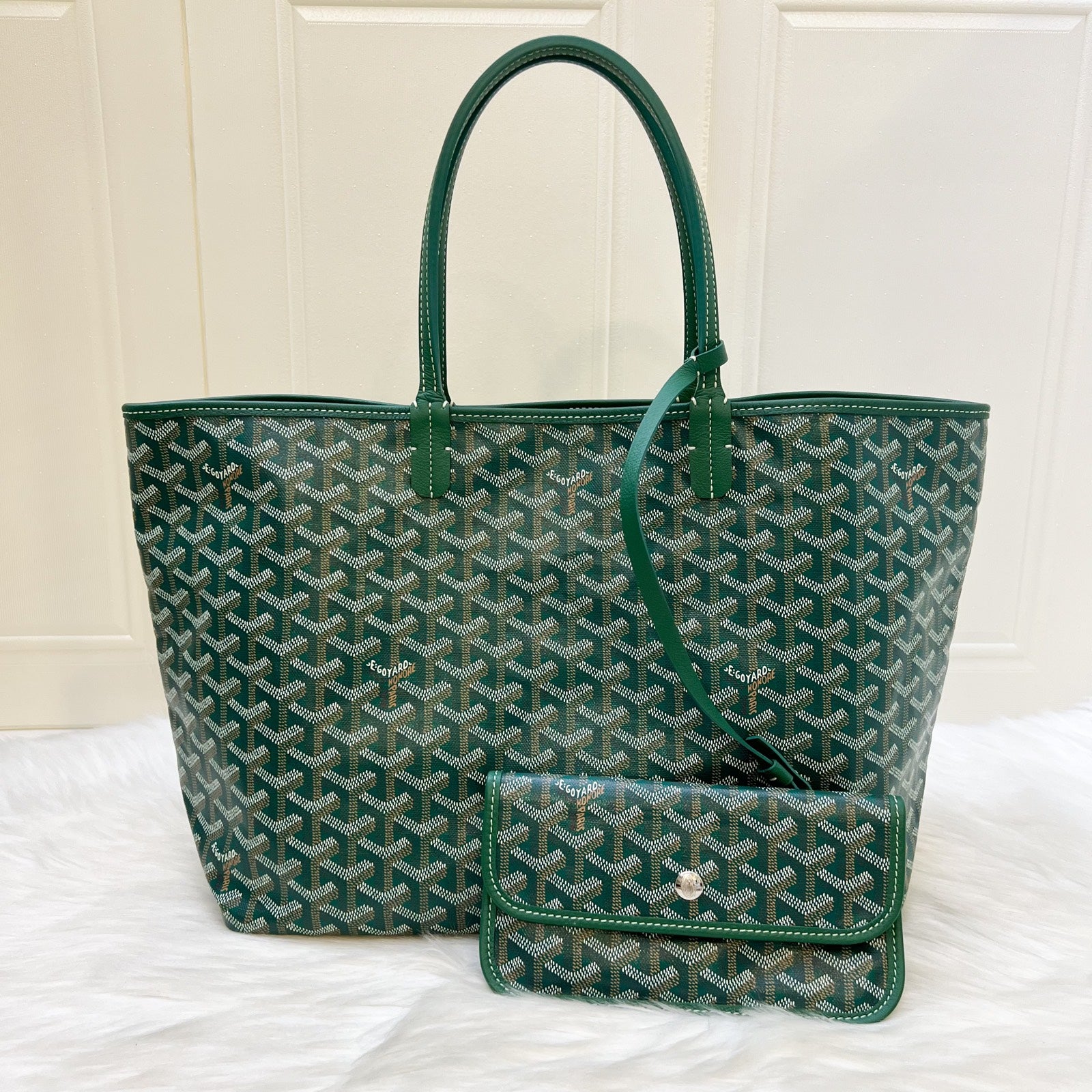 Goyard Saint Louis PM Tote in Green Signature Goyardine Canvas 