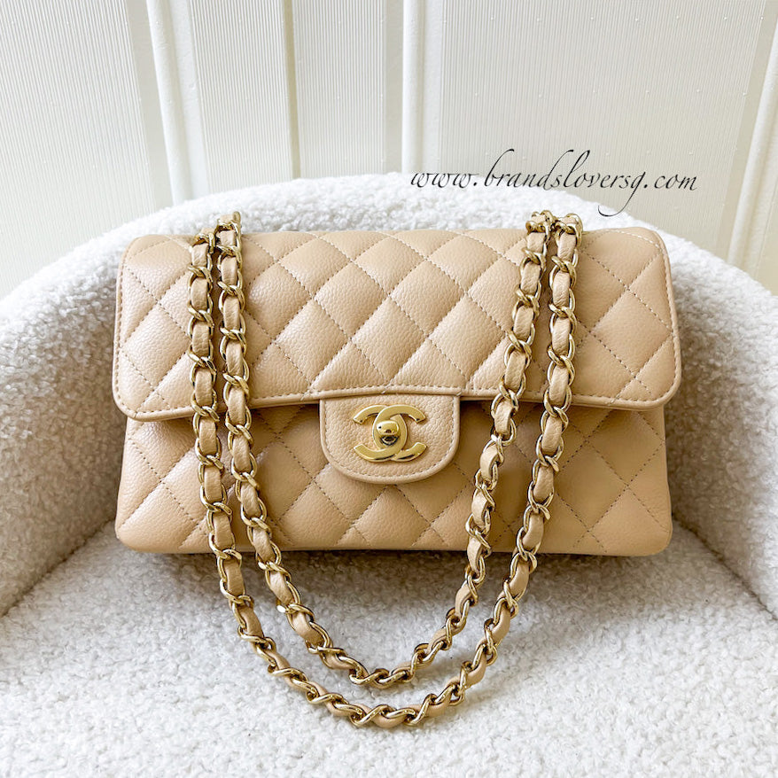 Chanel classic flap beige caviar sale