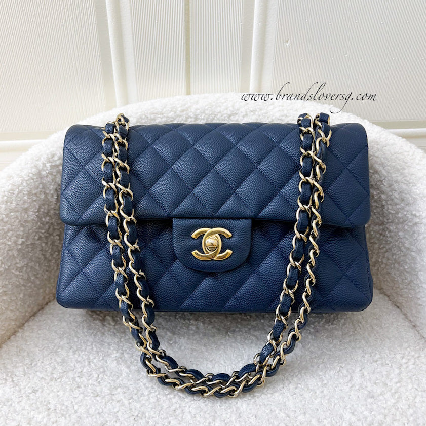 Chanel classic discount navy blue caviar