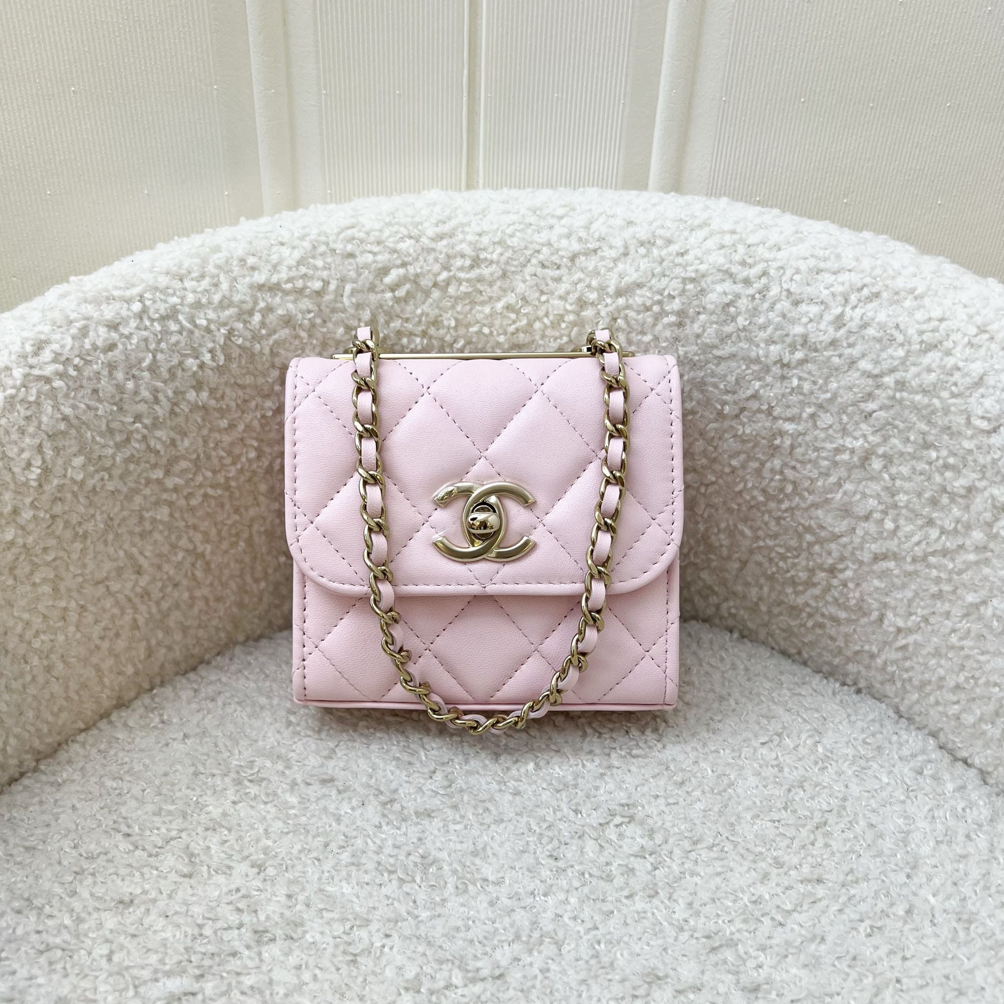 Chanel Trendy CC Micro Bag Clutch on Chain in 22P Light Pink