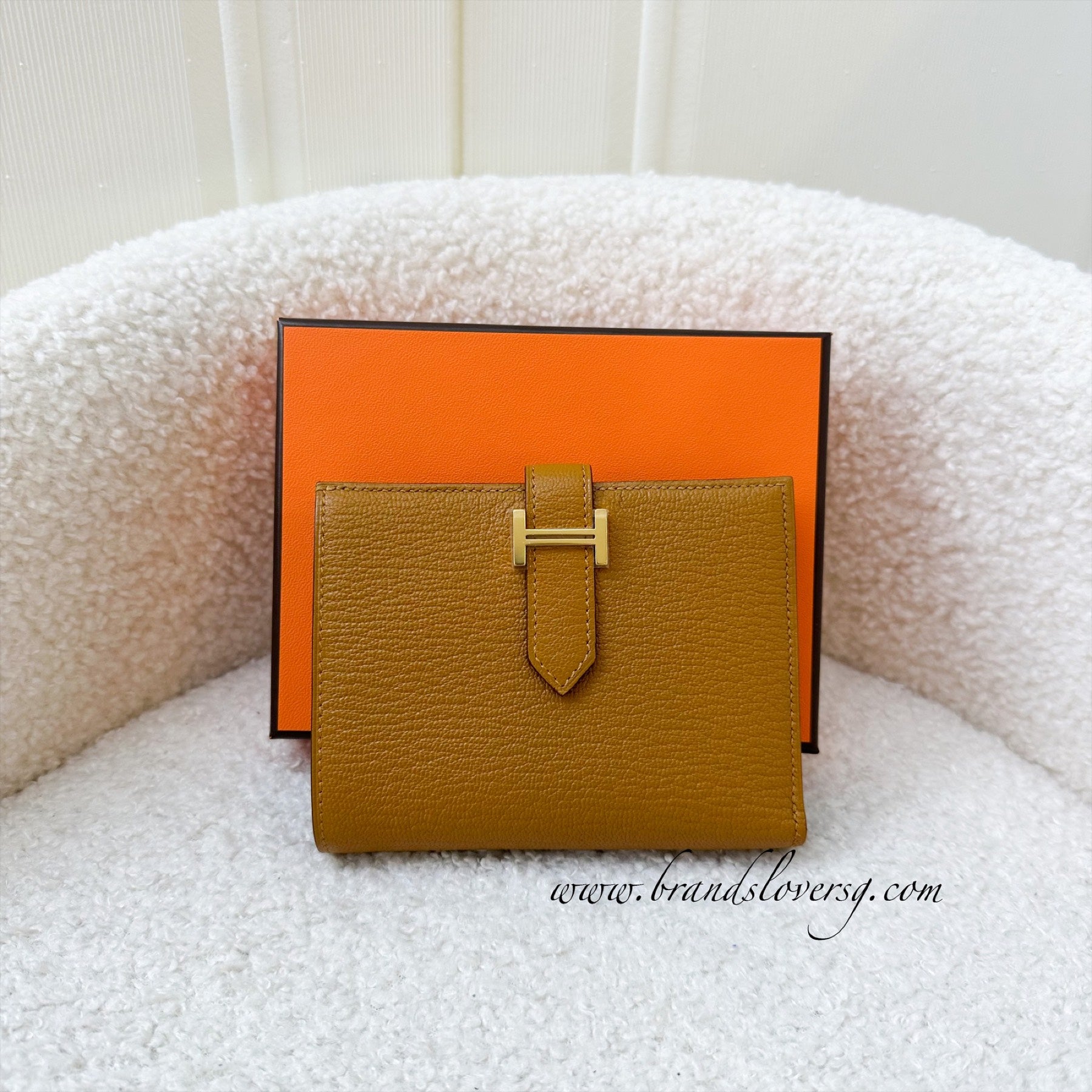 NEW HERMES Calvi Duo Compact Card Holder Etoupe Epsom Ships DHL