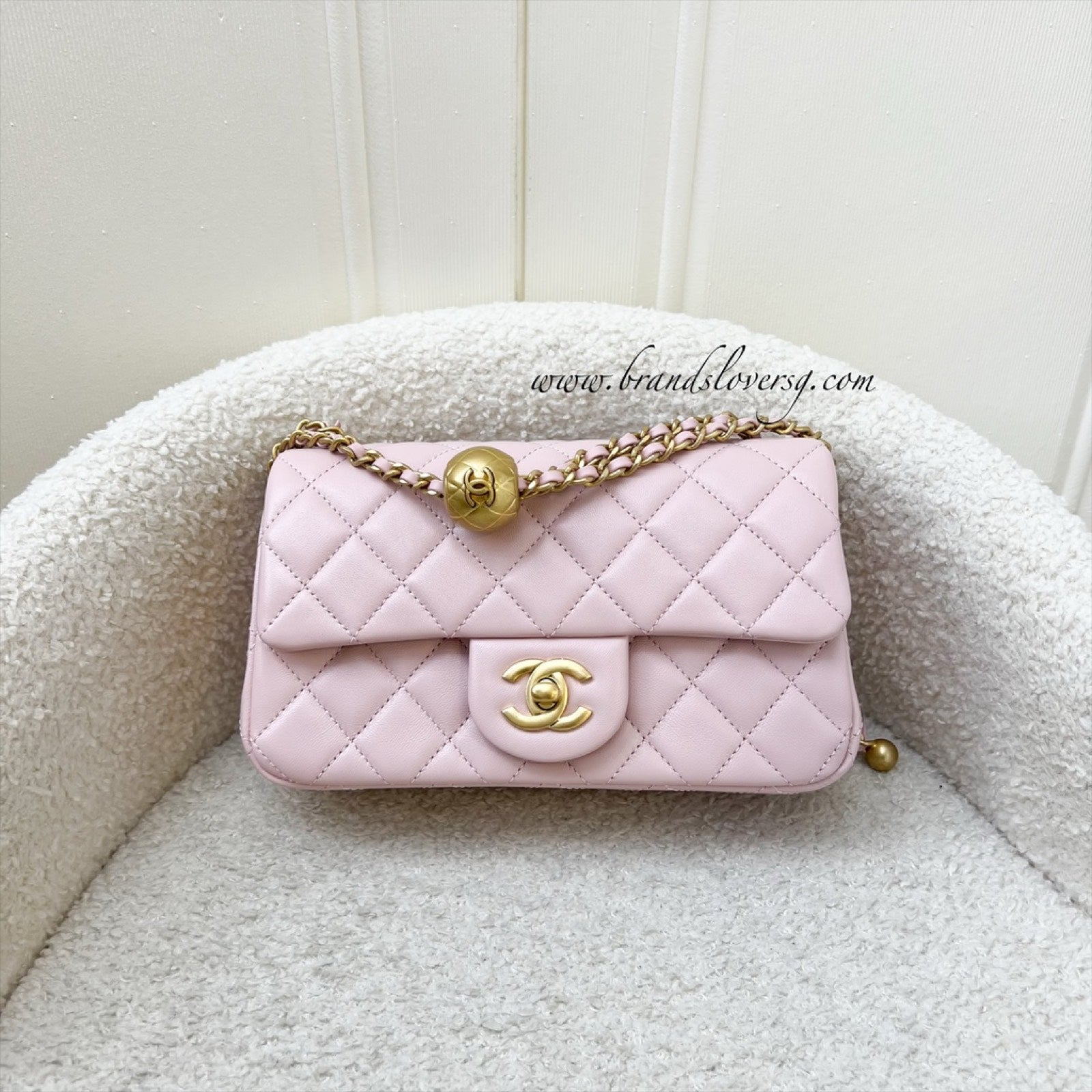 Chanel Pearl Crush Mini Rectangle Flap in 24K Sakura Pink Stiff Lambskin  and AGHW (Model: AS1787)