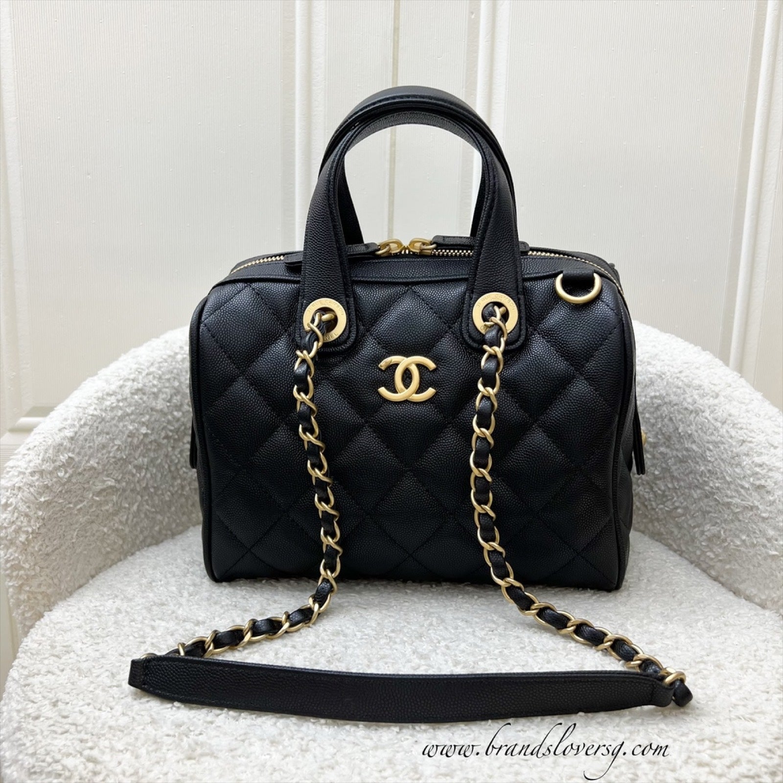 Chanel 25A Winter New Low Boots Black Cowhide 393516