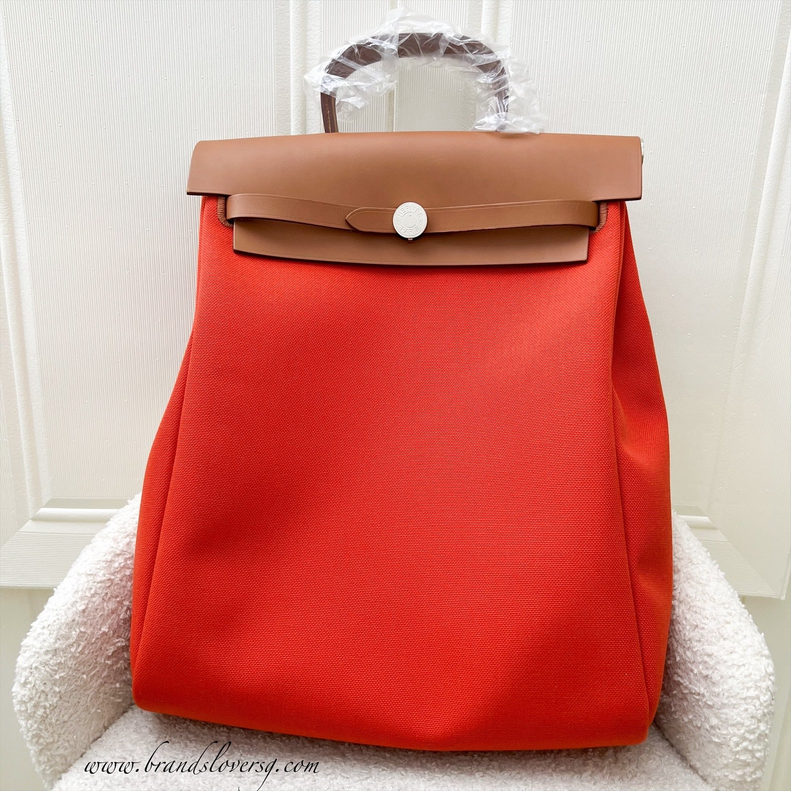 Hermes Herbag A Dos Zip Retourne Backpack in Orange Mecano  display picture 3