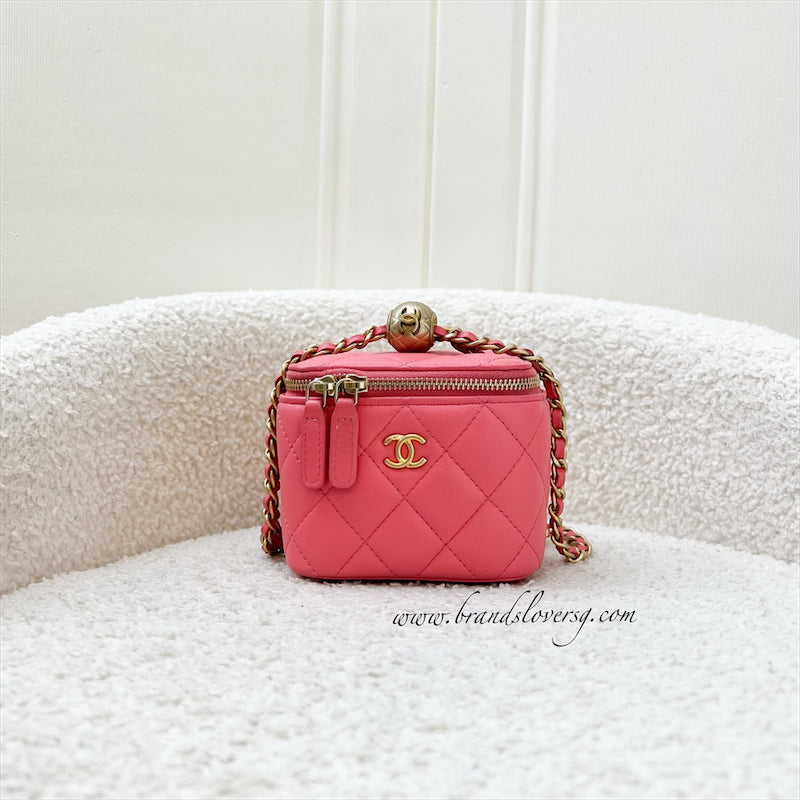 Chanel Pearl Crush Mini Cube Vanity in Coral Pink Lambskin and