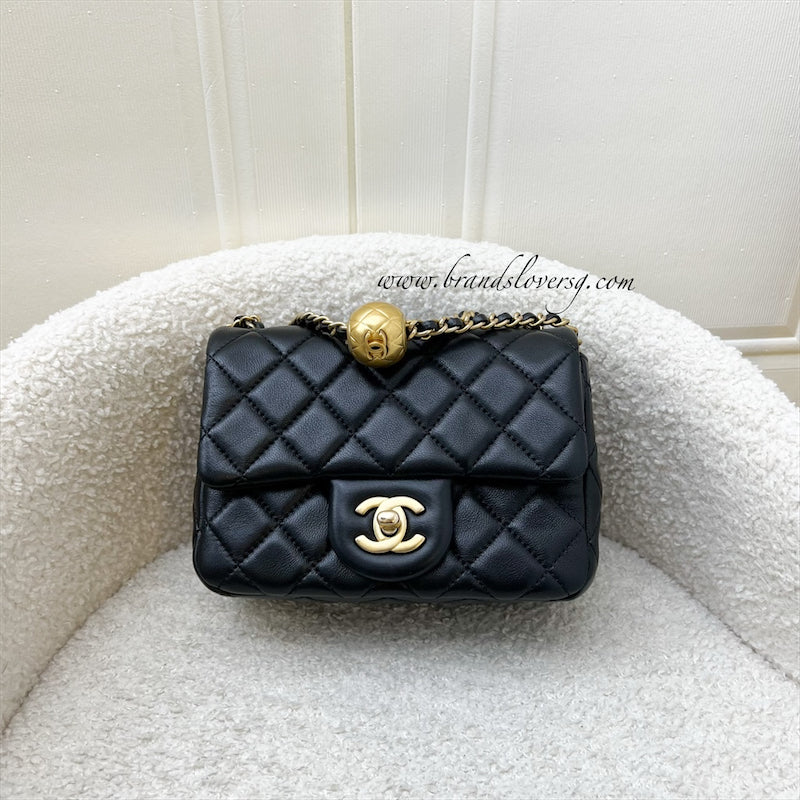 Chanel Pearl Crush Square Mini Flap in Black Lambskin and AGHW