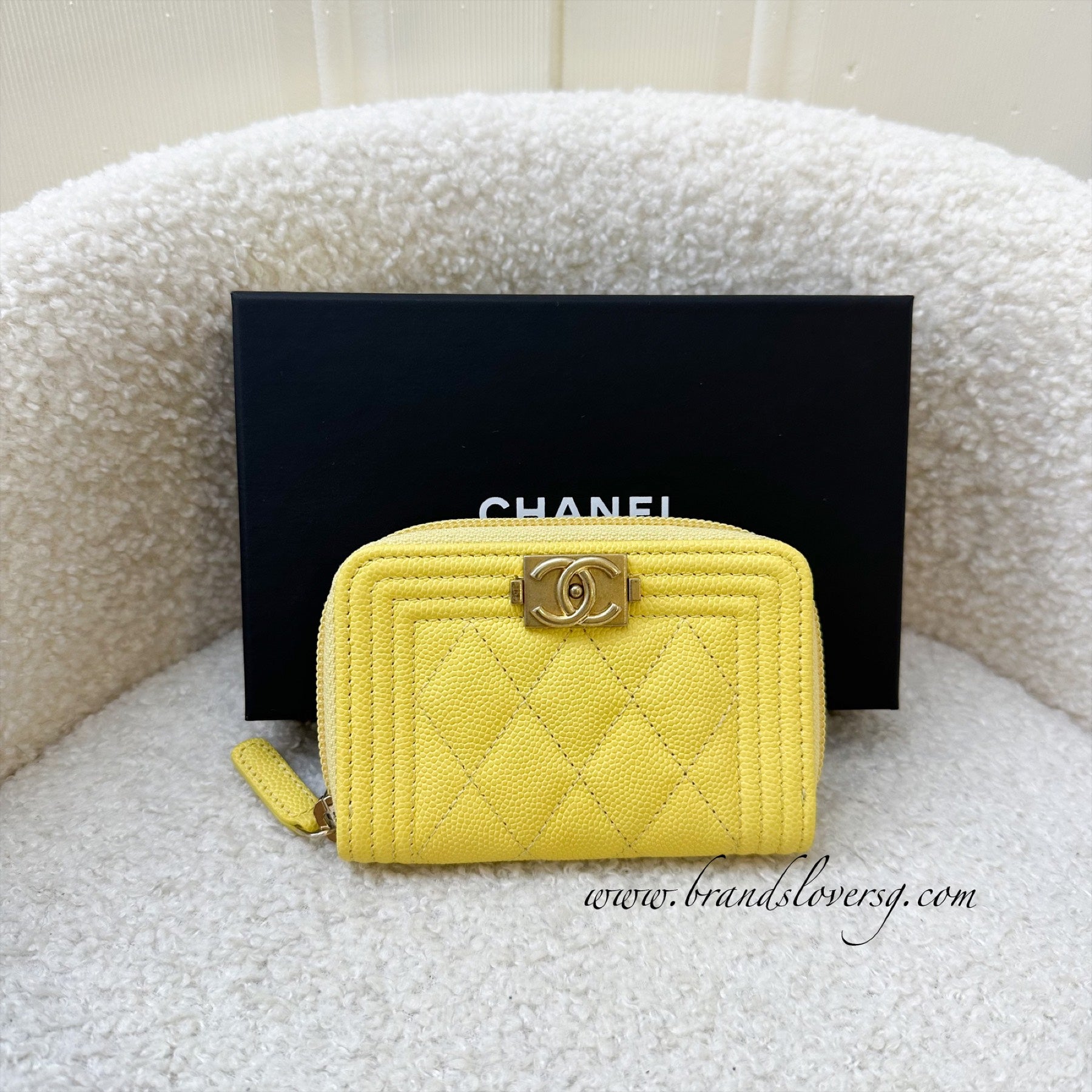 Chanel Yellow Caviar Zip Around Wallet Small Q6ADVD0FYH001
