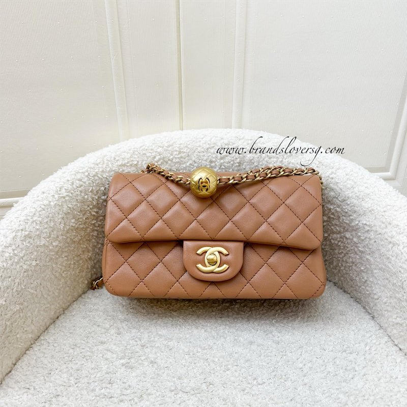 Chanel Pearl Crush Mini Rectangle Flap in 24K Caramel Lambskin AGHW (AS1787)