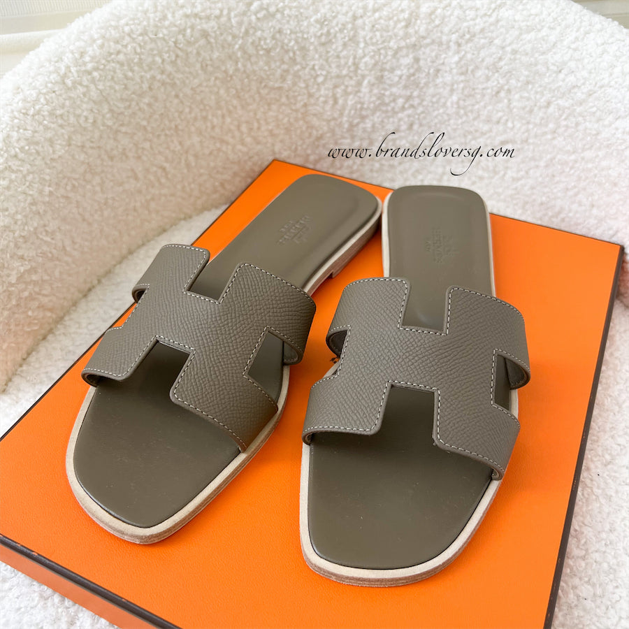 Hermes Oran Sandal Etoupe Epsom Leather