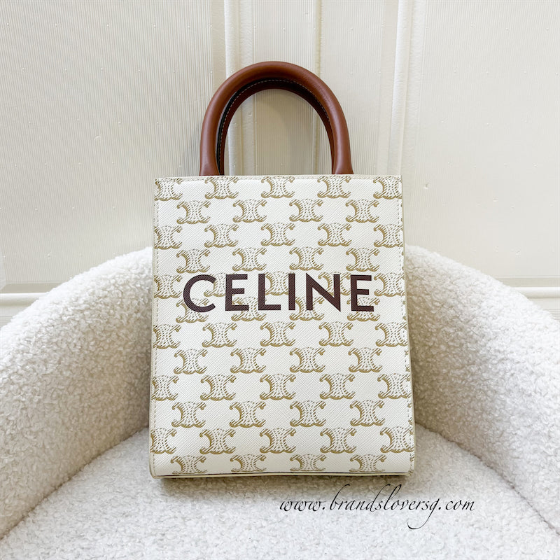 Celine Mini Vertical Cabas Tote in White Triomphe Canvas – Brands Lover