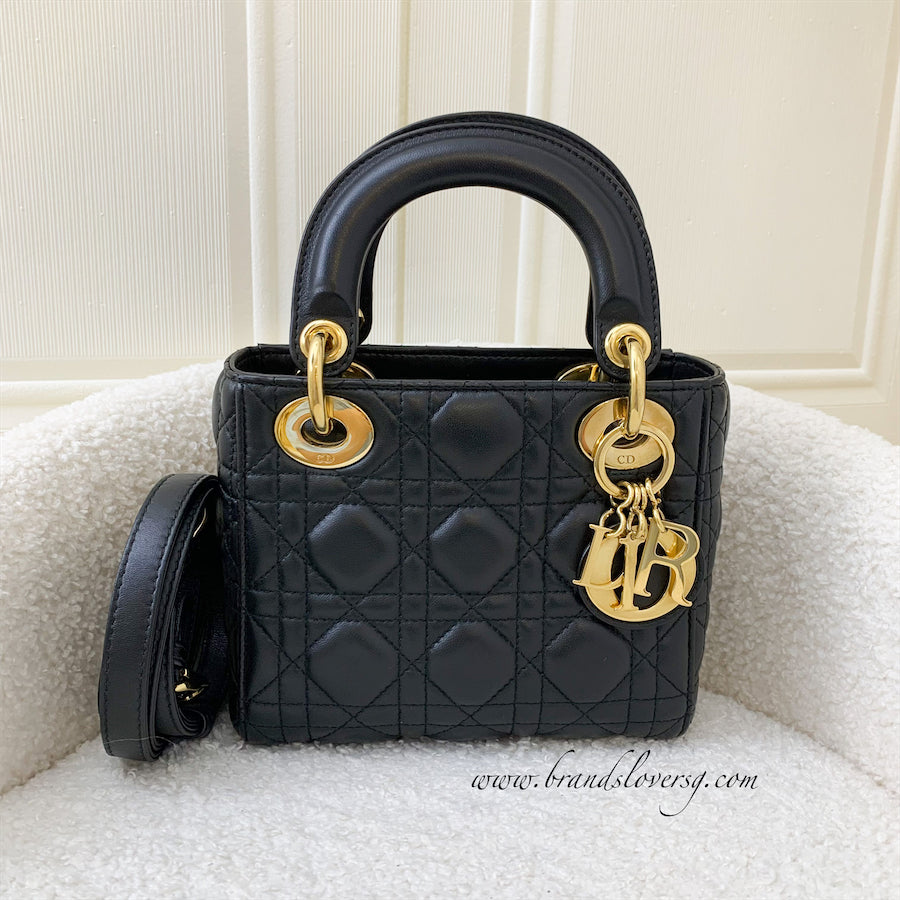 Lady dior 2025 mini black gold