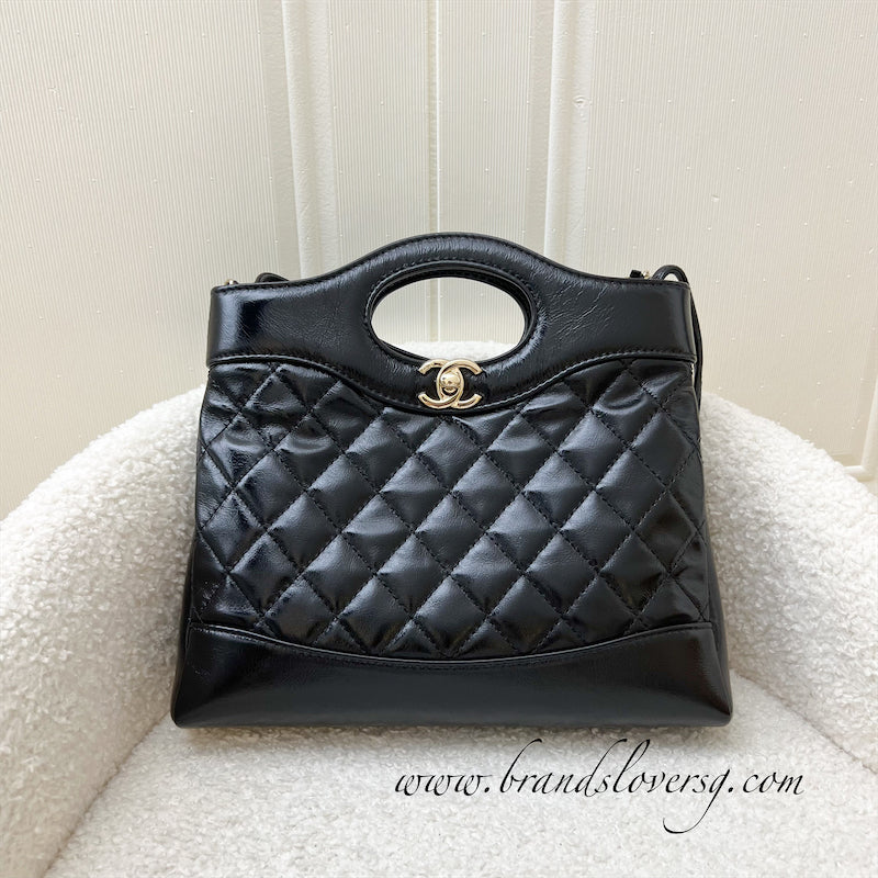 Chanel 31 Mini Small Bag in Black Shiny Calfskin and LGHW