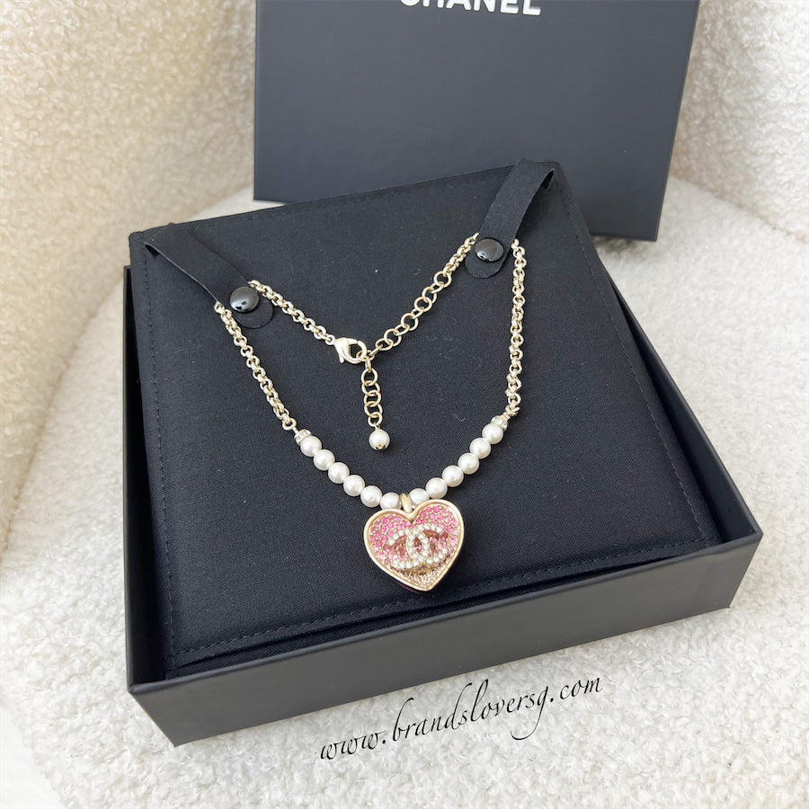 Pink chanel necklace sales