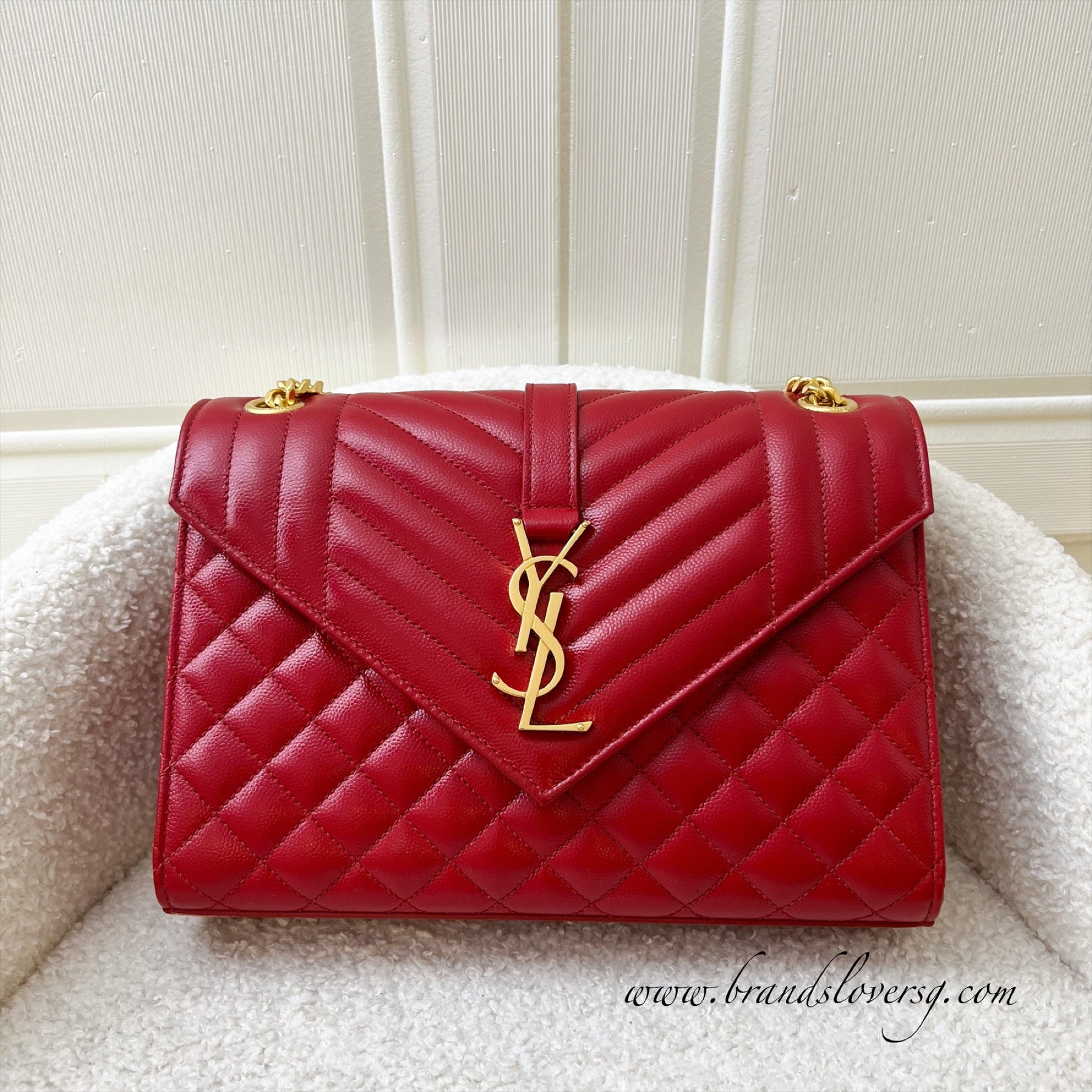 Envelope WOC Small Grained Leather Red SHW