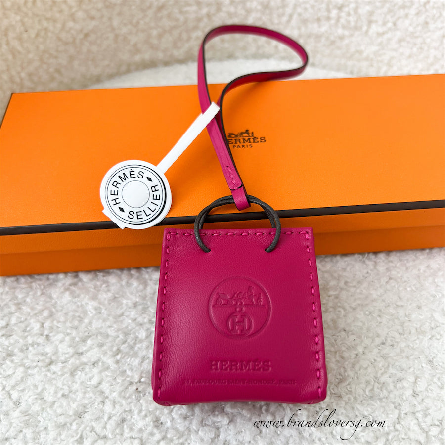 Hermes Paper Bag Charm in Mexico Rose Leather Brands Lover