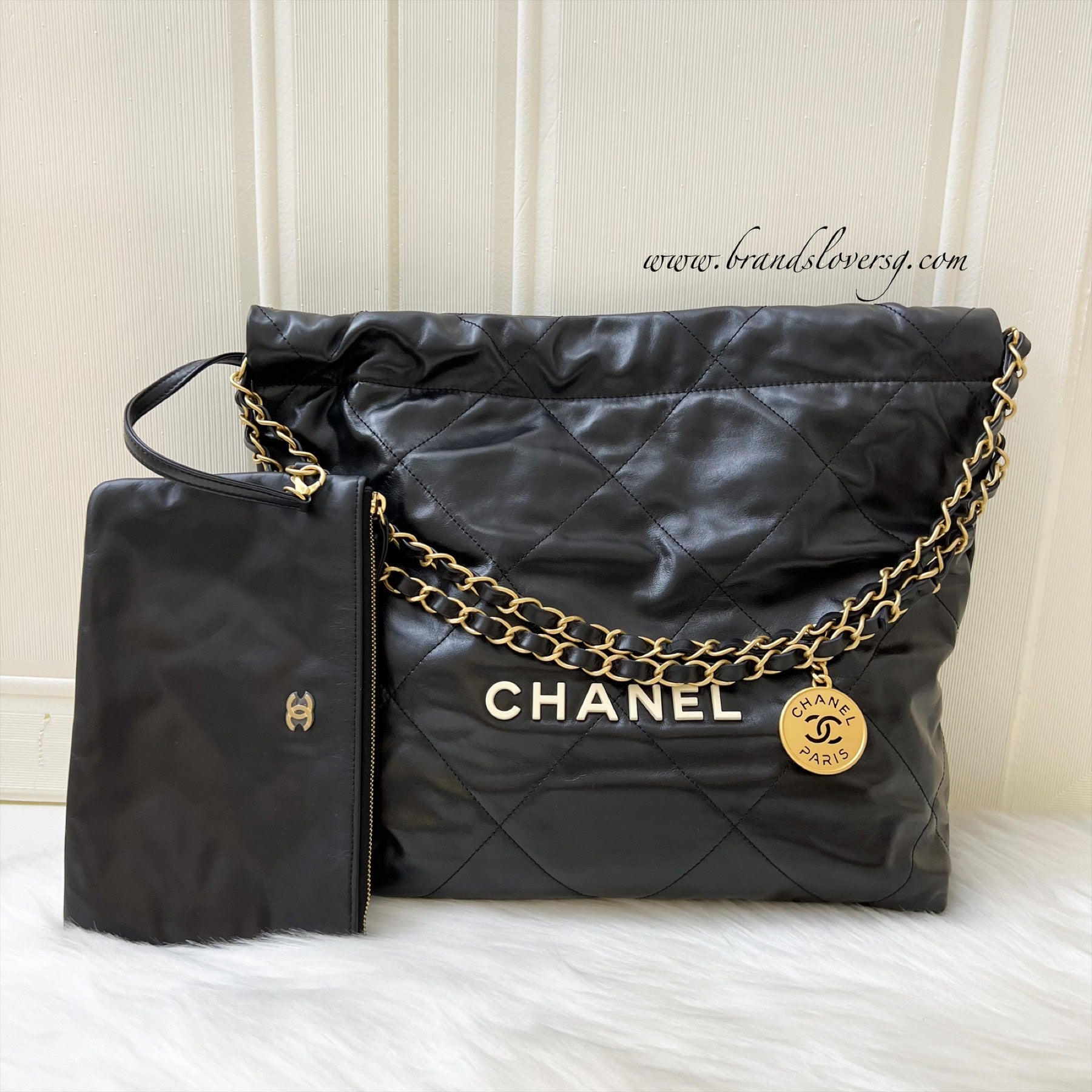 Chanel 22 Medium Hobo Bag in White Calfskin and GHW