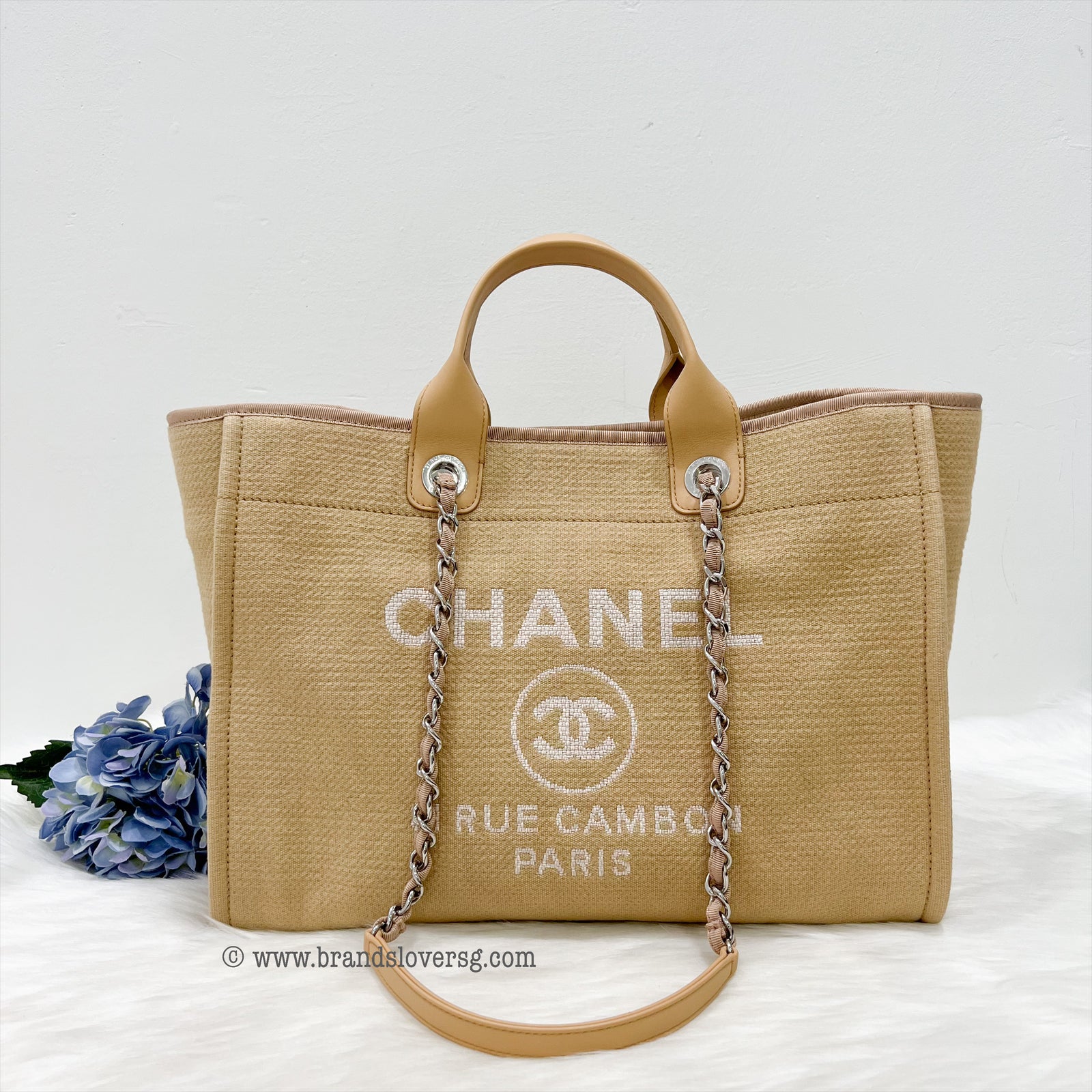 CHANEL, Bags, Auth Chanel Deauville Tote Grey Large Shopping Bag 222 22c