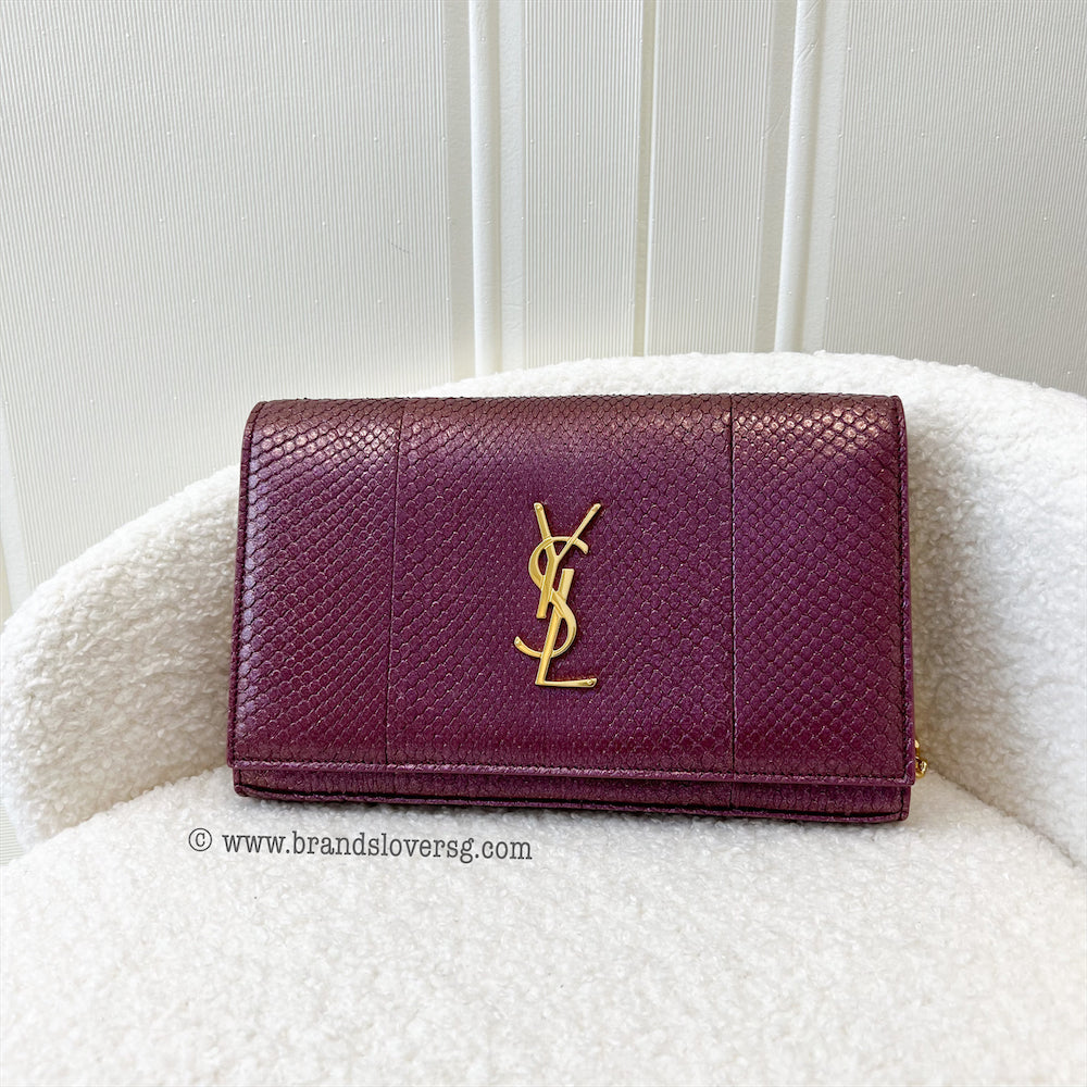 Ysl Saint Laurent slp Kate chain clutch bag in winkled leather