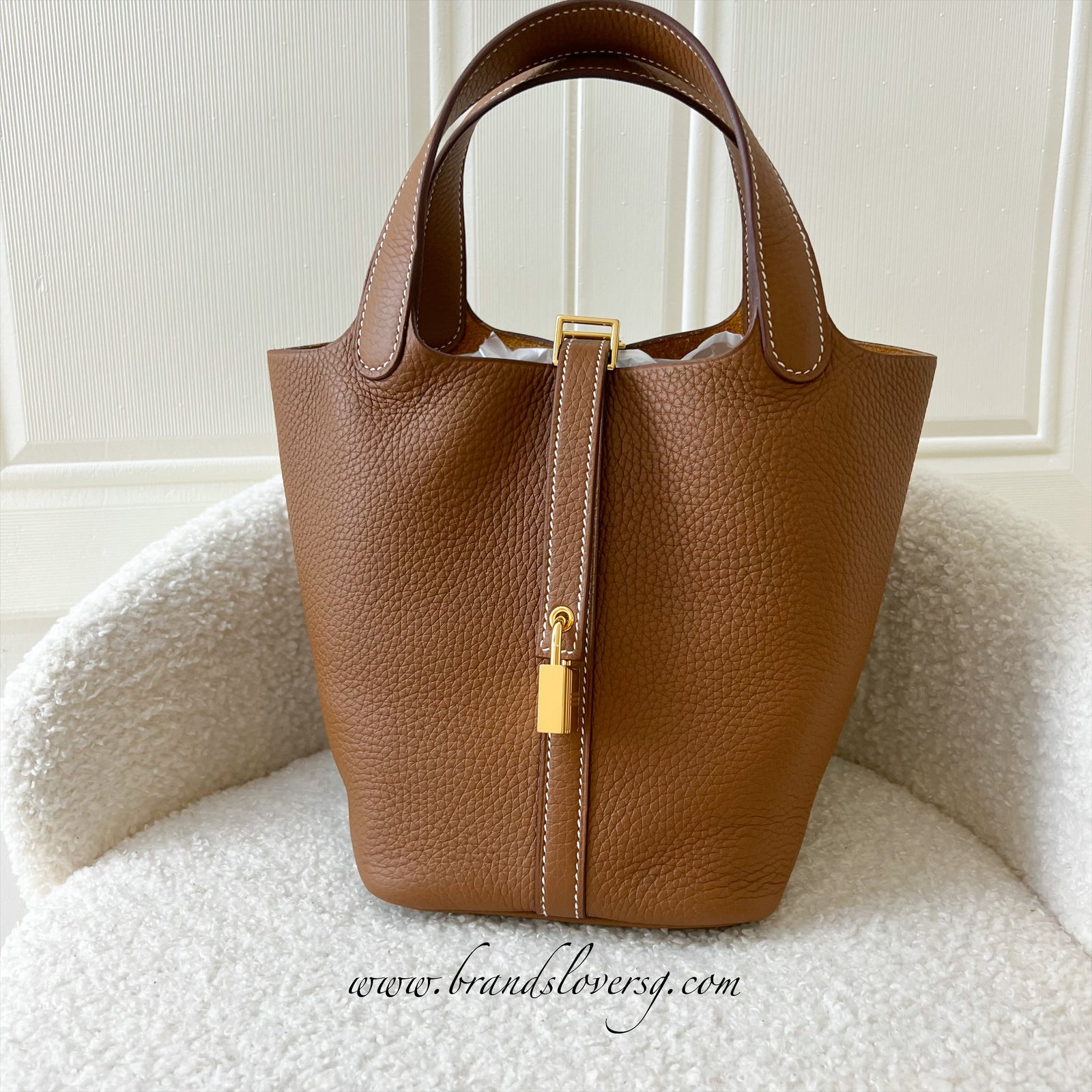 Hermes Picotin 18 in Chai Clemence Leather GHW – Brands Lover
