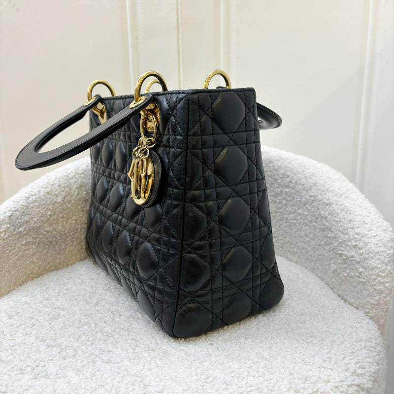 Dior Medium Lady Dior in Black Lambskin and GHW