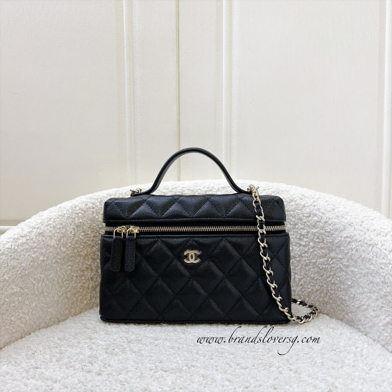 [Brand New Aug 2025] Chanel 25B Vanity / Clutch with Chain (LP Style Bag) in Black Caviar and LGHW (Model: AP4385)