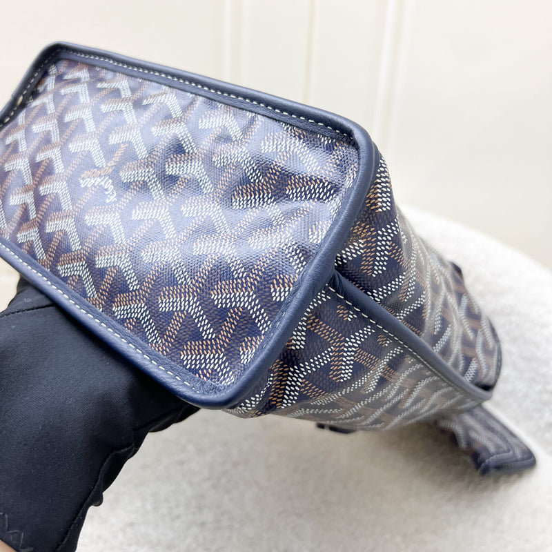 Goyard Mini Anjou Tote in Navy Goyardine Canvas with Navy Trim