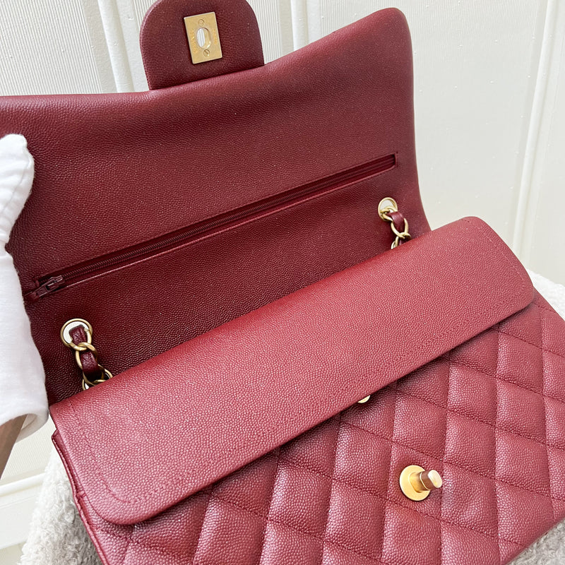 Chanel Classic Jumbo Double Flap in 18C Burgundy Dark Red Iridescent Caviar and AGHW