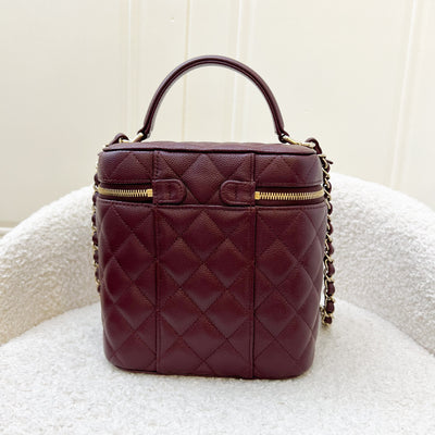 Chanel Top Handle Vanity Case in 21B Burgundy Red Caviar and LGHW