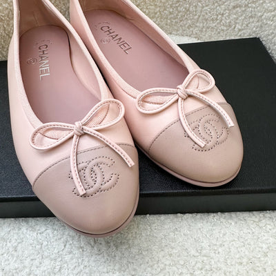 Chanel 23K Ballerina Flats in Pink Lambskin Size 37