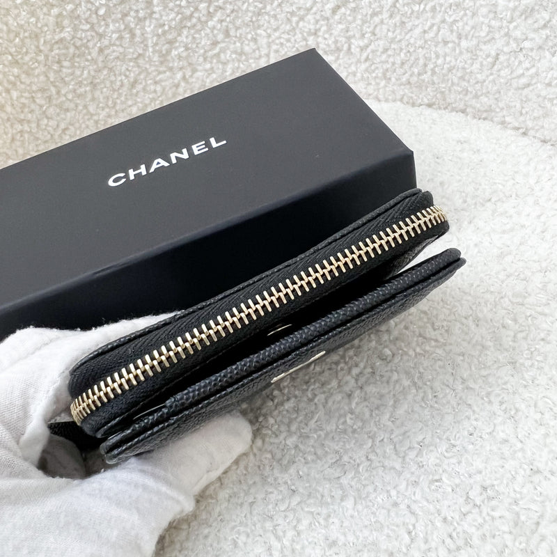 Chanel Card Holder / Coin Wallet in Black Caviar and LGHW