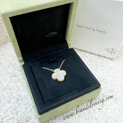 Van Cleef & Arpels VCA Vintage Alhambra Pendant Necklace with White Mother of Pearl MOP in 18K Gold