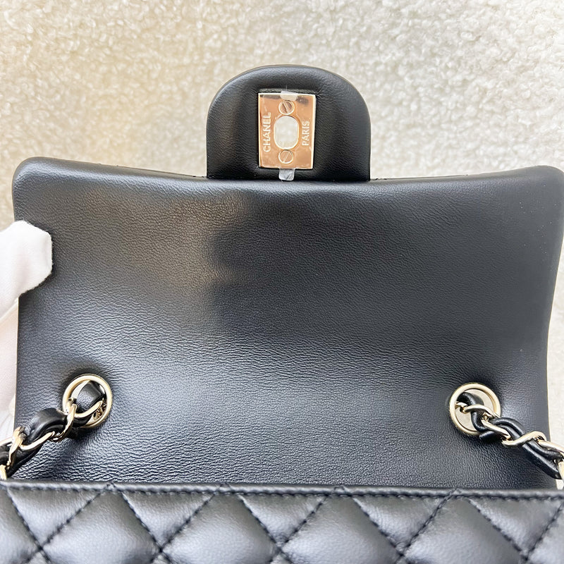 Chanel Classic Mini Rectangle Flap in Black Lambskin and LGHW