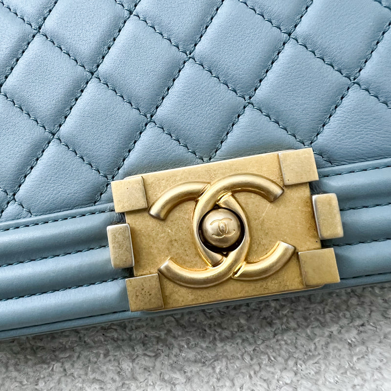 Chanel Small 20cm Boy Flap in Seafoam Lambskin and AGHW