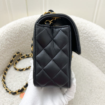 Chanel Seasonal Mini Square Casino Charms in Black Lambskin and AGHW