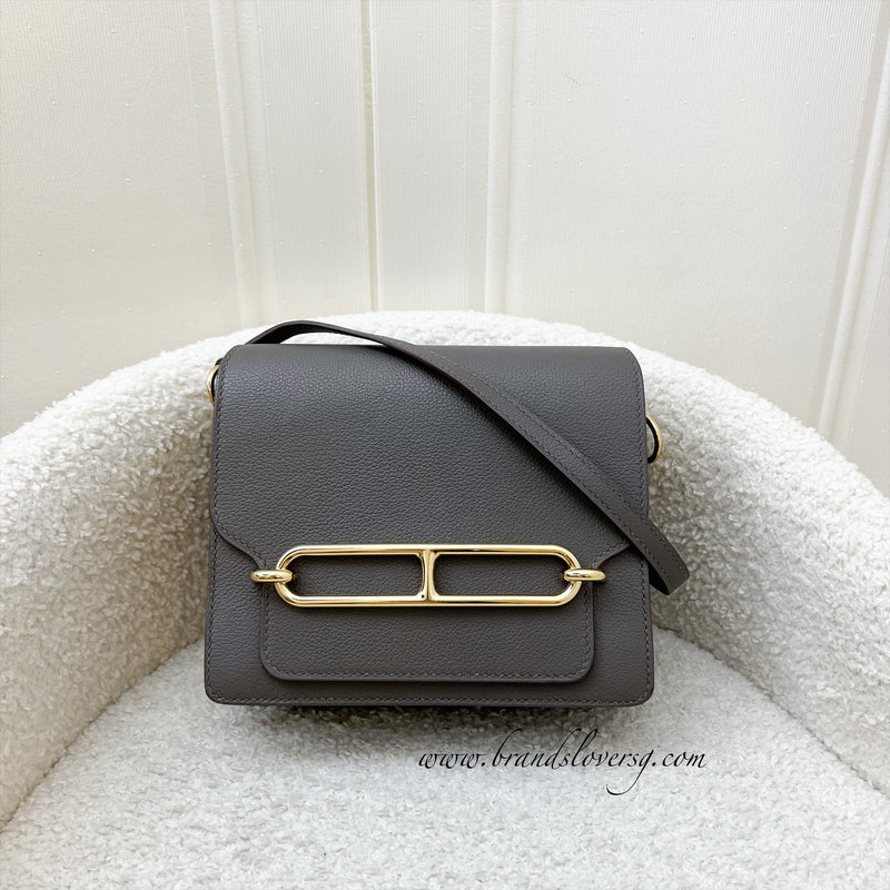 Hermès Mini Roulis 18 in Gris Etain Evercolor Leather and Permabrass HW