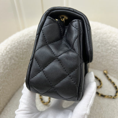 Chanel 22S Pearl Crush Mini Rectangle Flap in Black Lambskin and AGHW