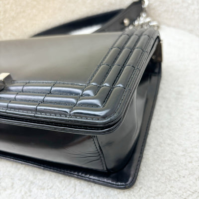 Chanel Medium 25cm Boy Flap in Black Shiny Calfskin and SHW