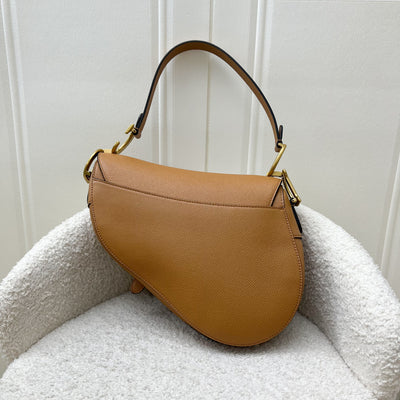 Dior Medium Saddle Bag in Amber Grained Calfskin and AGHW