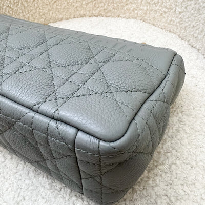 Dior Small Caro Flap in Stone Grey Grained Calfskin and GHW