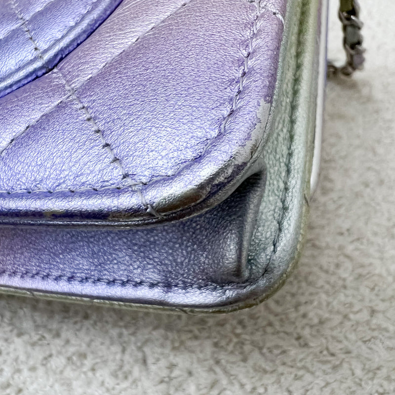 Chanel Classic Wallet on Chain WOC in 21K Iridescent Rainbow Calfskin and SHW