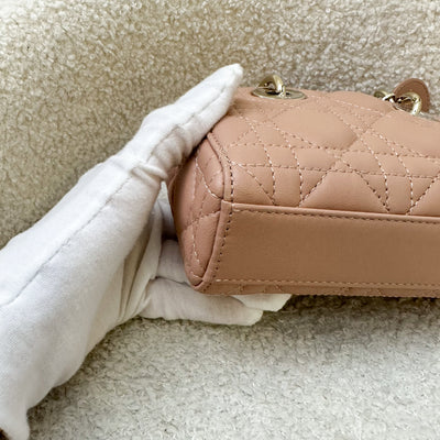 Dior Micro Lady D-Joy Bag in Nude Pink Cannage Lambskin and LGHW