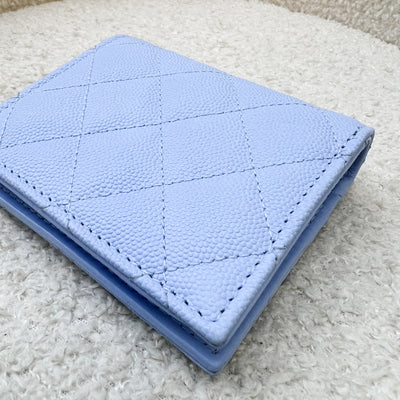 Chanel 23P Bifold Compact Wallet in Powder Blue Caviar and LGHW