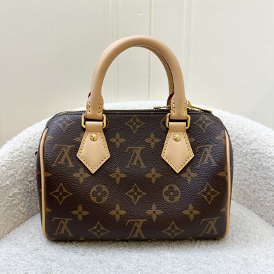 LV Speedy Bandouliere 20 in Monogram Canvas and Black Patterned Strap (Non-adjustable)