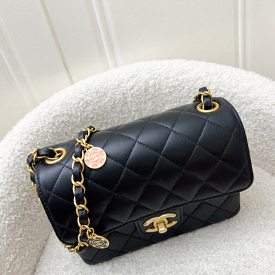 Chanel Seasonal Mini Square Casino Charms in Black Lambskin and AGHW