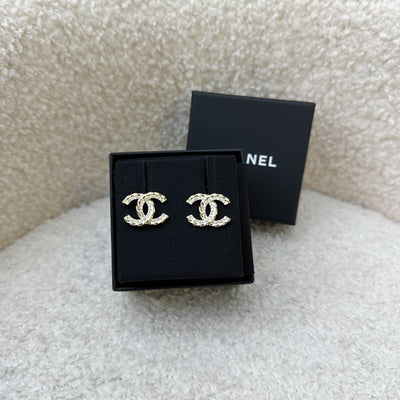 Chanel 23B CC Earrings with Studded Crystals and LGHW