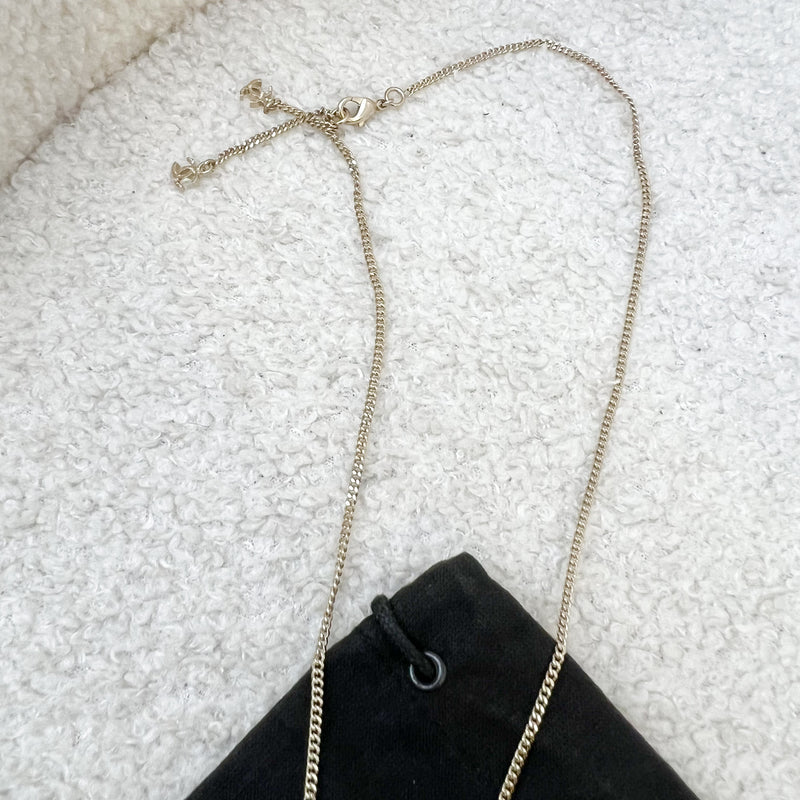 Chanel 15C CC Logo with Crystals Long Necklace in AGHW