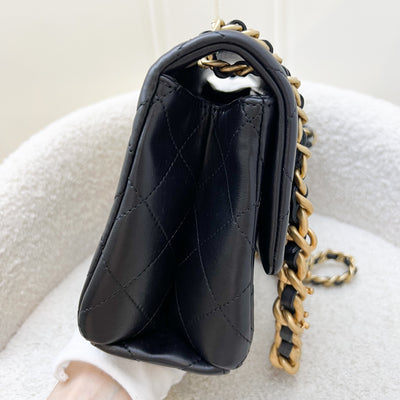 Chanel 23P Seasonal Flap Bag in Black Lambskin and AGHW