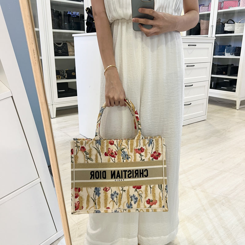 Dior Medium Book Tote in Hibiscus Floral Canvas